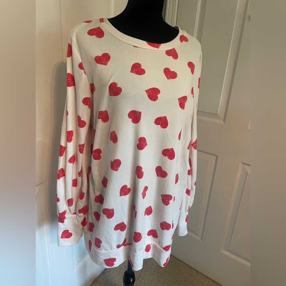 First Love by Lovelyn Heart Long Sleeve Lightweight Sweatshirt - XL